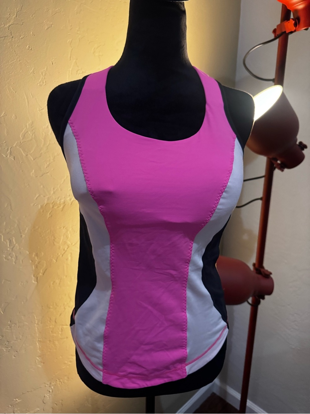 lululemon athletica Pink, White & Black Colorblock Racerback Tank